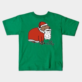 Grumpy Christmas Capybara Santa Claus says Ba Humbug Kids T-Shirt